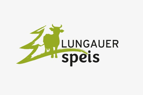 Grünes Logo mit Kuh, Tanne und Schriftzug Lungauer Speis für regionale Lebensmittel aus Lungau