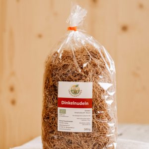 500g Bio-Dinkelnudeln im Beutel, regionale Spezialität aus dem Lungau, nachhaltige Produktion