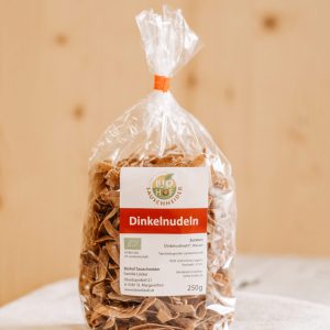 250g Dinkelnudeln im Plastikbeutel aus biologischem Anbau vom Biohof Sauschneider, Lungau