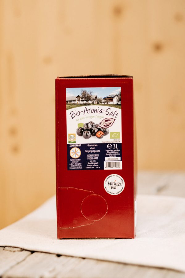 3-Liter-Karton Bio-Aronia-Saft aus dem Lungau, regional, zertifiziert, nachhaltige Produktion